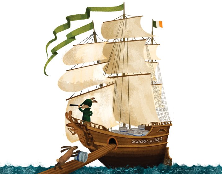 Illustrazione dell'etichetta Kinnegar Scraggy Bay: un veliero
