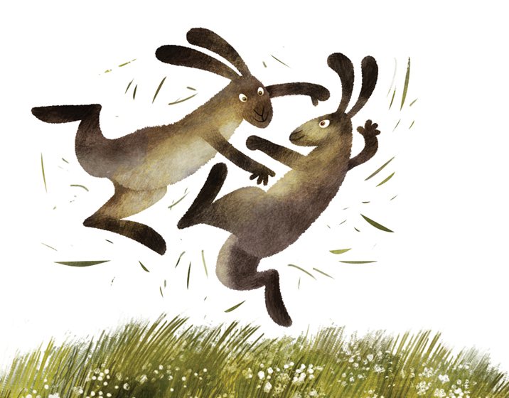 Illustrazione dell'etichetta Kinnegar Thumper: due lepri che fanno a pugni